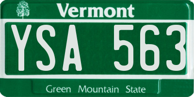VT license plate YSA563
