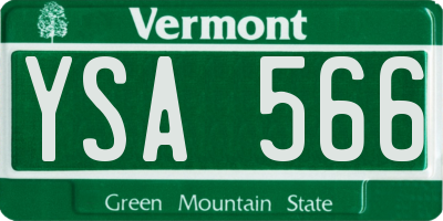 VT license plate YSA566