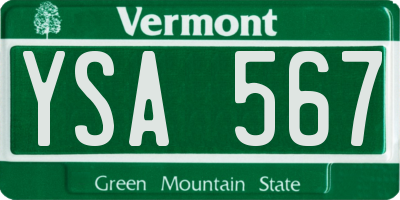 VT license plate YSA567