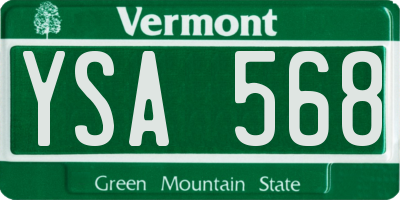 VT license plate YSA568