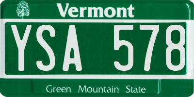 VT license plate YSA578