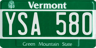 VT license plate YSA580