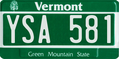 VT license plate YSA581