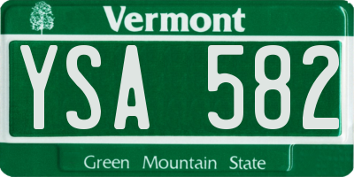 VT license plate YSA582