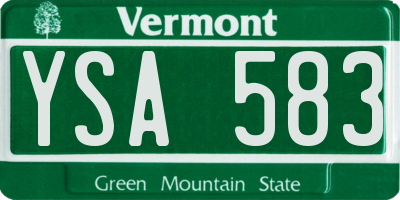 VT license plate YSA583