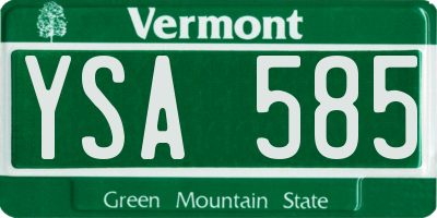 VT license plate YSA585