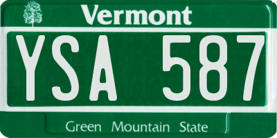 VT license plate YSA587