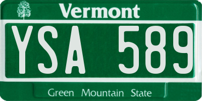 VT license plate YSA589