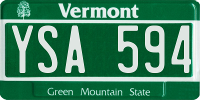 VT license plate YSA594