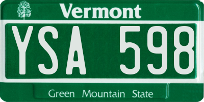 VT license plate YSA598