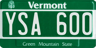 VT license plate YSA600