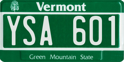 VT license plate YSA601