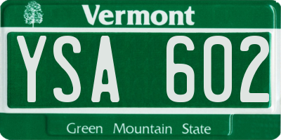 VT license plate YSA602