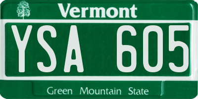 VT license plate YSA605