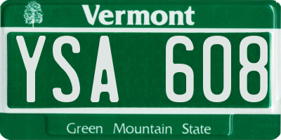 VT license plate YSA608