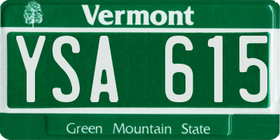 VT license plate YSA615