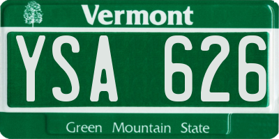 VT license plate YSA626