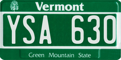 VT license plate YSA630