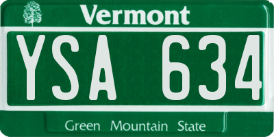VT license plate YSA634