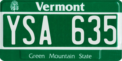 VT license plate YSA635
