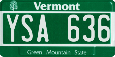 VT license plate YSA636