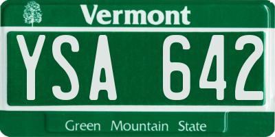 VT license plate YSA642