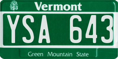 VT license plate YSA643