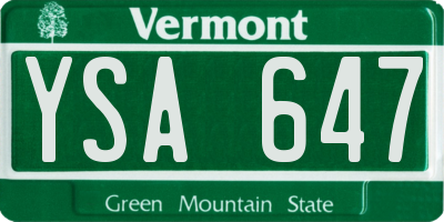 VT license plate YSA647