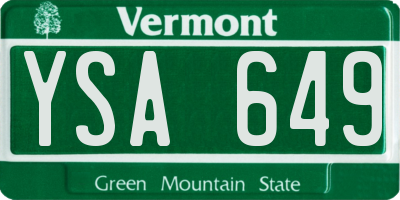 VT license plate YSA649