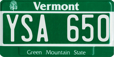VT license plate YSA650