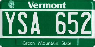 VT license plate YSA652