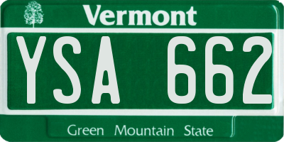 VT license plate YSA662