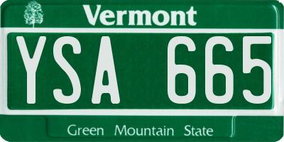 VT license plate YSA665