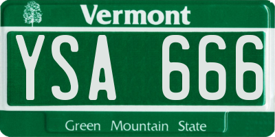 VT license plate YSA666