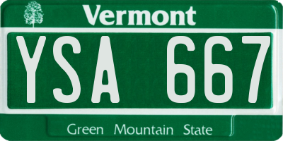 VT license plate YSA667