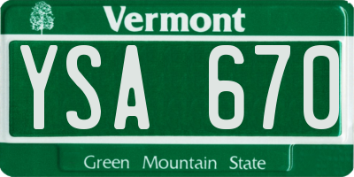 VT license plate YSA670