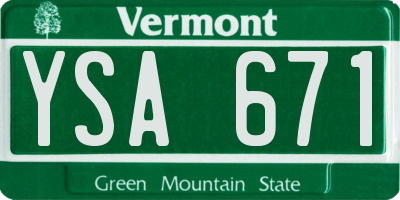 VT license plate YSA671