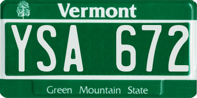 VT license plate YSA672