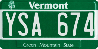 VT license plate YSA674