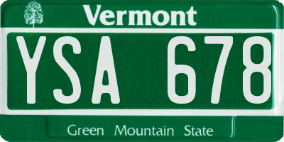 VT license plate YSA678