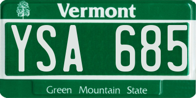VT license plate YSA685
