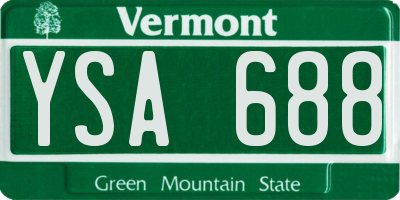 VT license plate YSA688