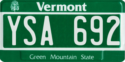 VT license plate YSA692