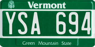 VT license plate YSA694