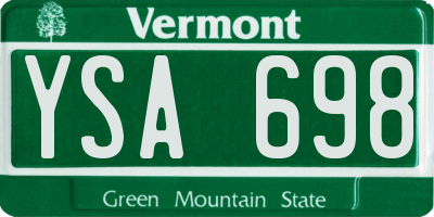 VT license plate YSA698