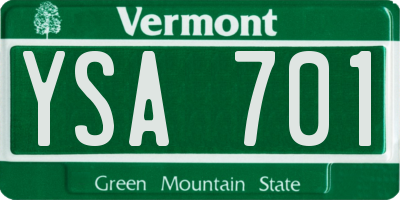 VT license plate YSA701