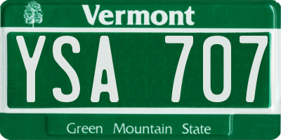 VT license plate YSA707