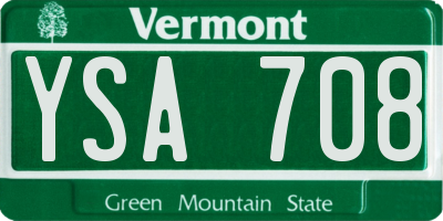 VT license plate YSA708