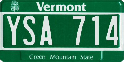 VT license plate YSA714