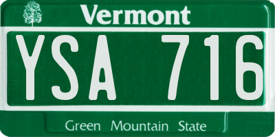 VT license plate YSA716